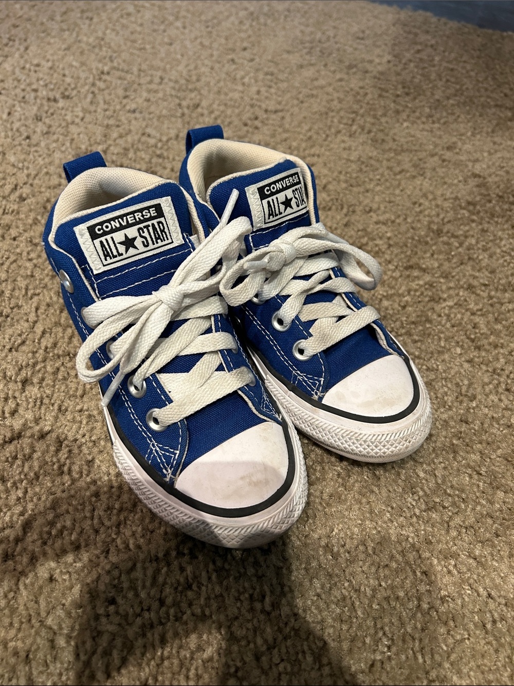 Converse Kids Blue and White Mid Top Sneakers